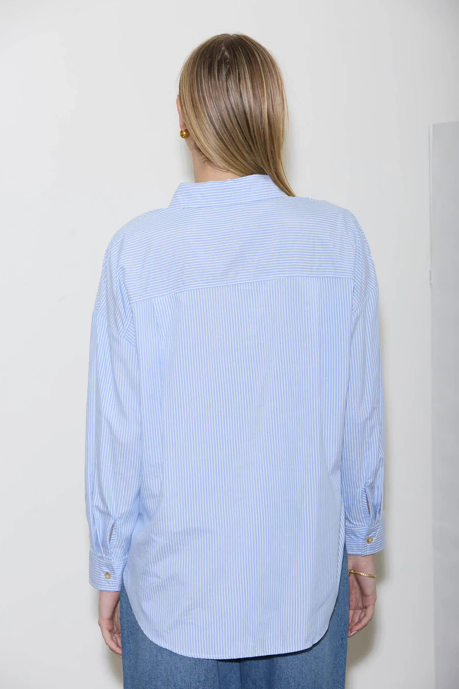Blu Pepper Striped Long Sleeve Collared Top