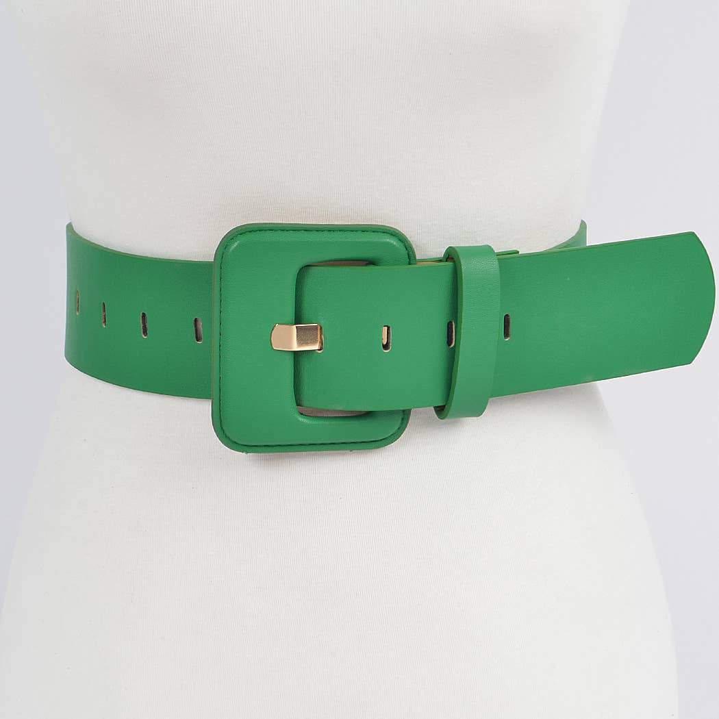 Faux Leather Wide Belt