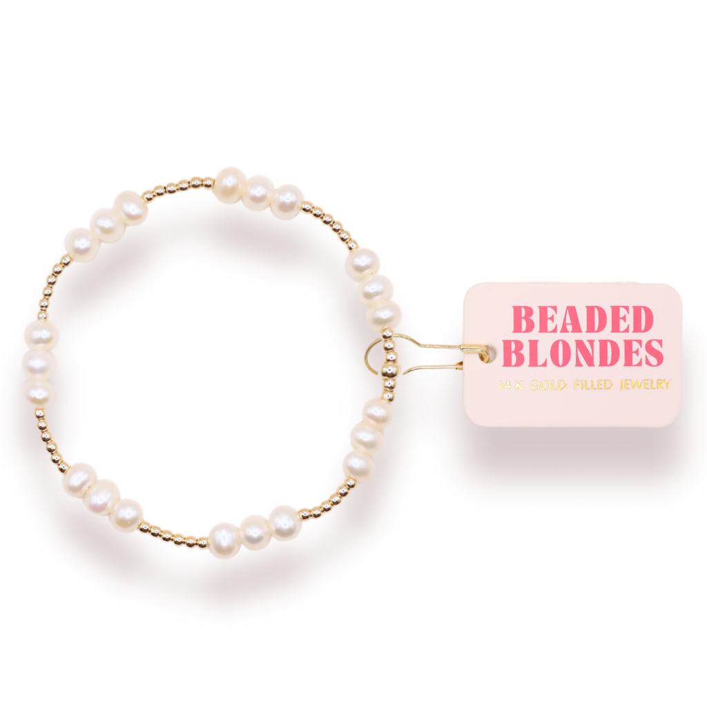 ILY Coastal Pearl Bracelet in Gold: Standard 6.75 inch | Beaded Blondes