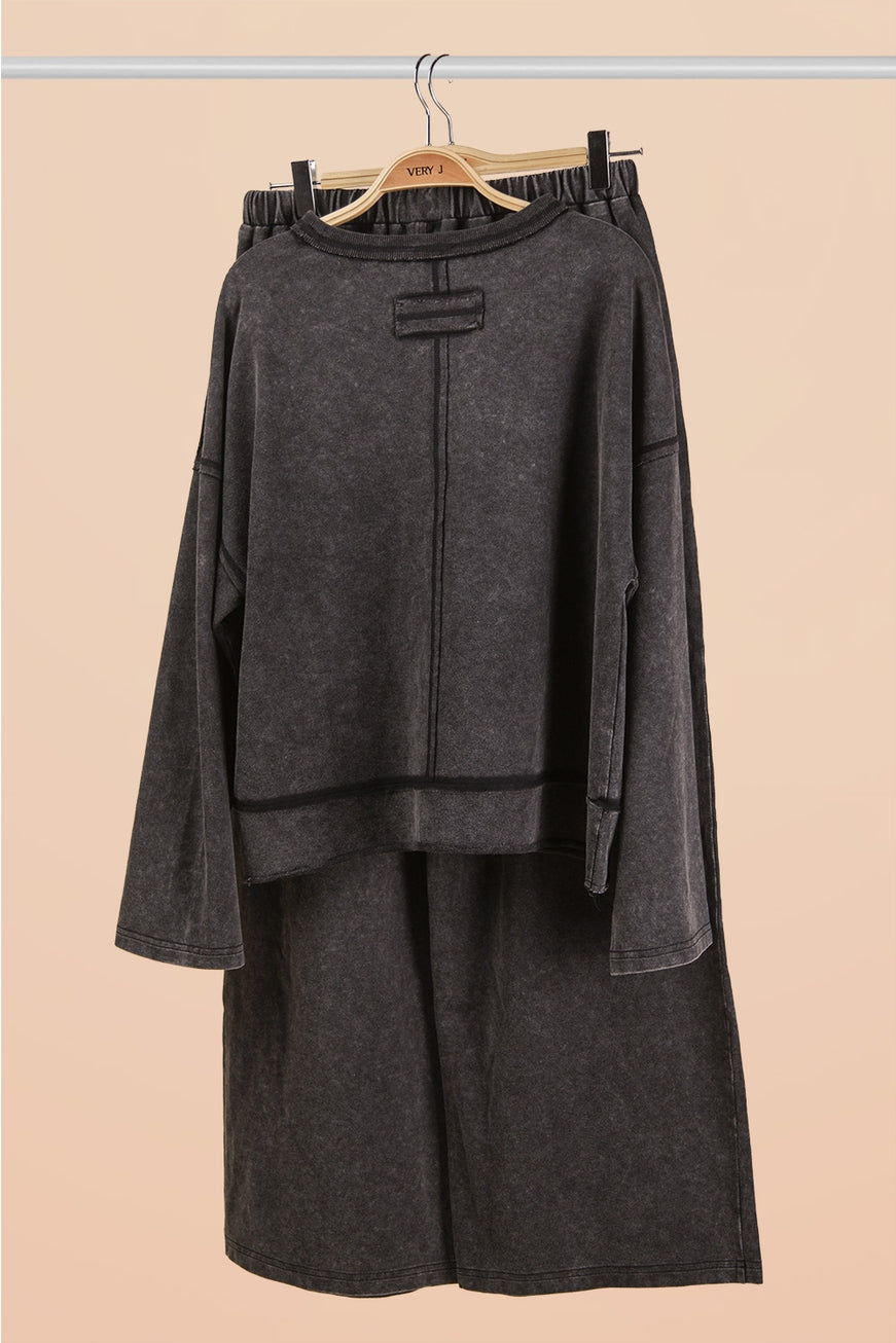 Mineral Washed Knit Top & Pants Set