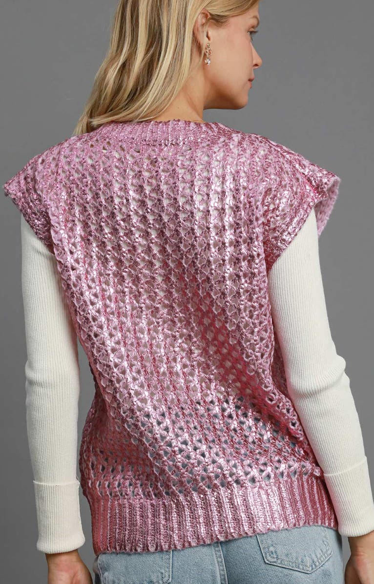 Boutique metallic sweater vest holiday styling