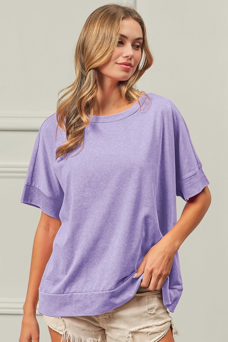 Lavender | Jersey Drop Shoulder Banded Top