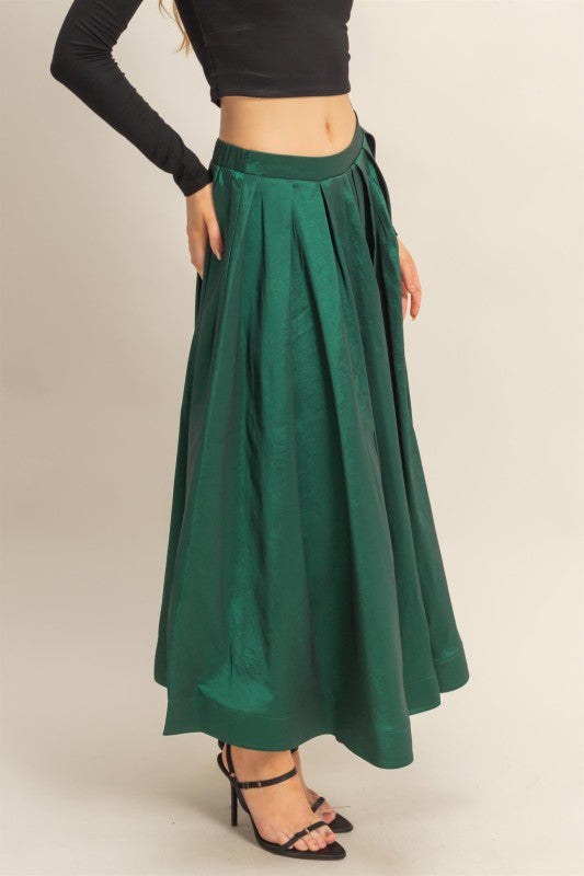Elegant Pleated A-Line Midi Skirt