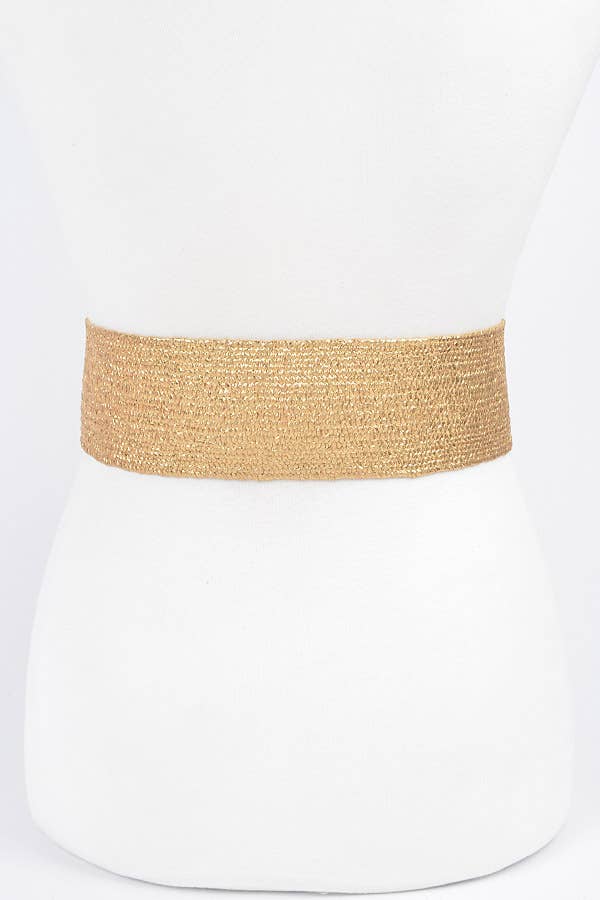 Rectangle Metal Buckle Stretch Straw Belt