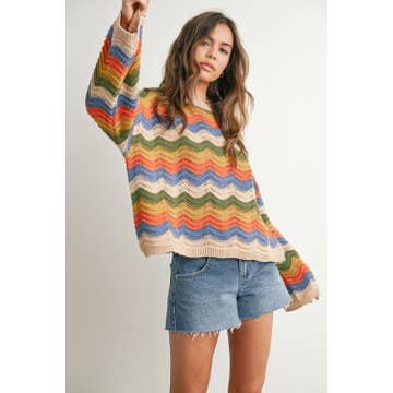 Quilt Pattern Multicolor Sweater hi