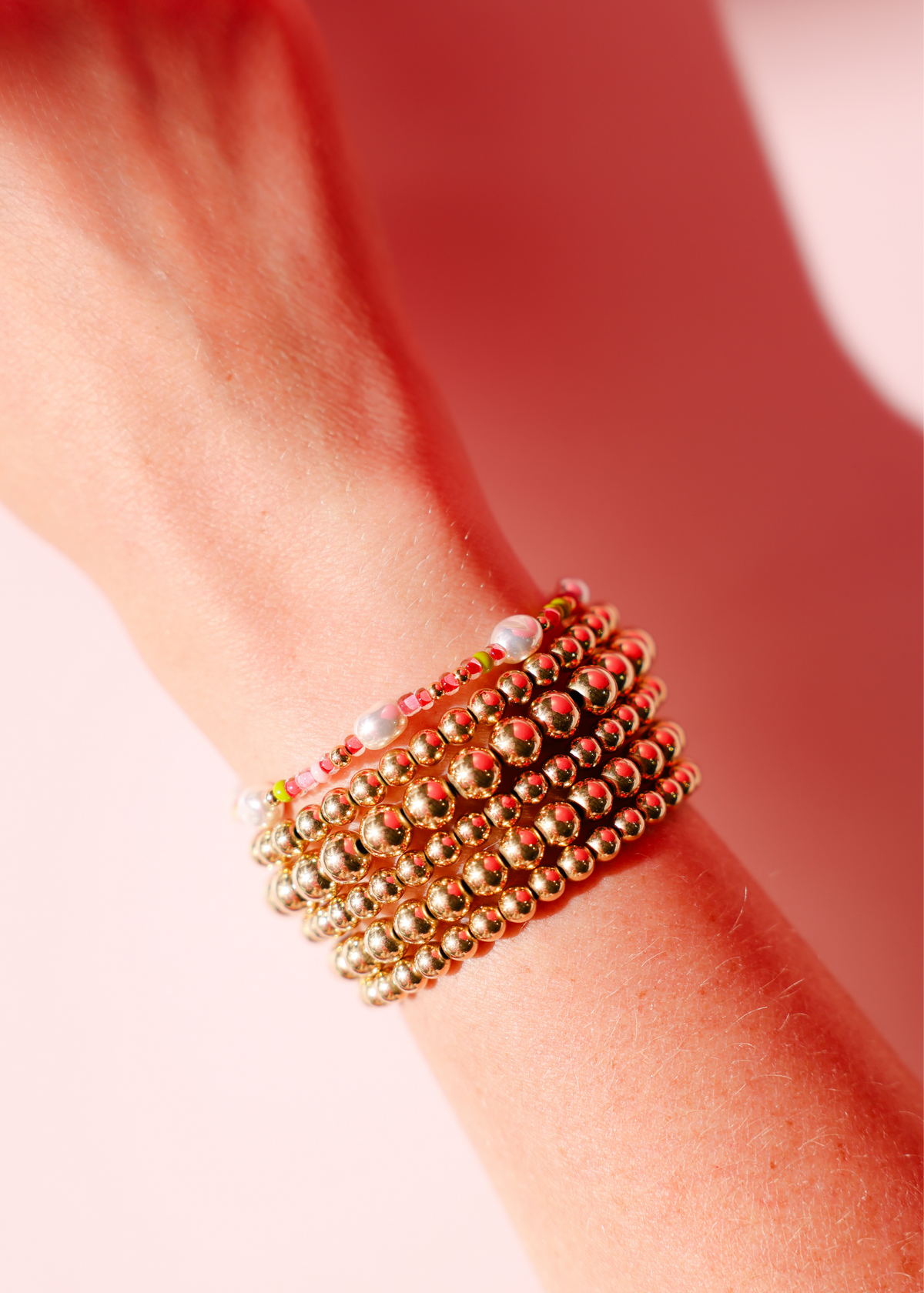 Watermelon Sprinkle Pearl Bracelet: Standard 6.75 inch | Beaded Blondes