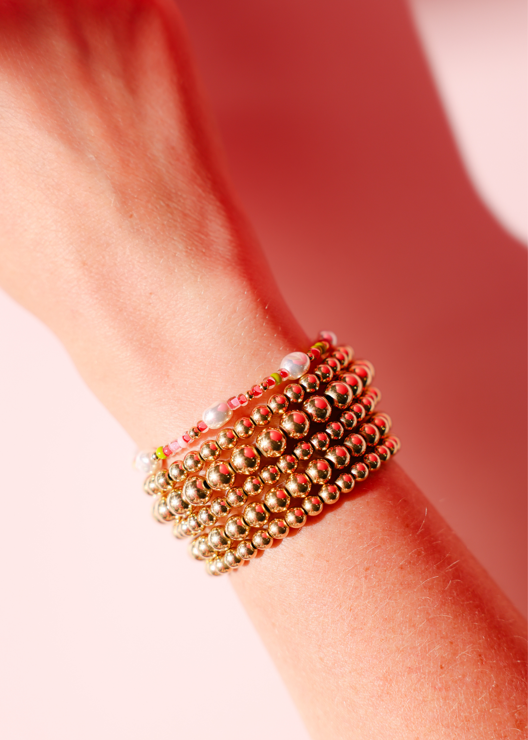 Watermelon Sprinkle Pearl Bracelet: Standard 6.75 inch | Beaded Blondes