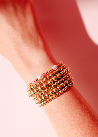Watermelon Sprinkle Pearl Bracelet: Standard 6.75 inch | Beaded Blondes