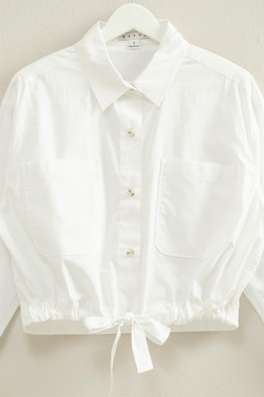Relaxed fit tie waist blouse in chic casual style