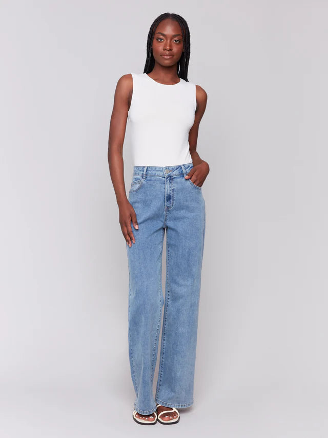 BB - Chloe Wide Leg Jeans-Medium Blue