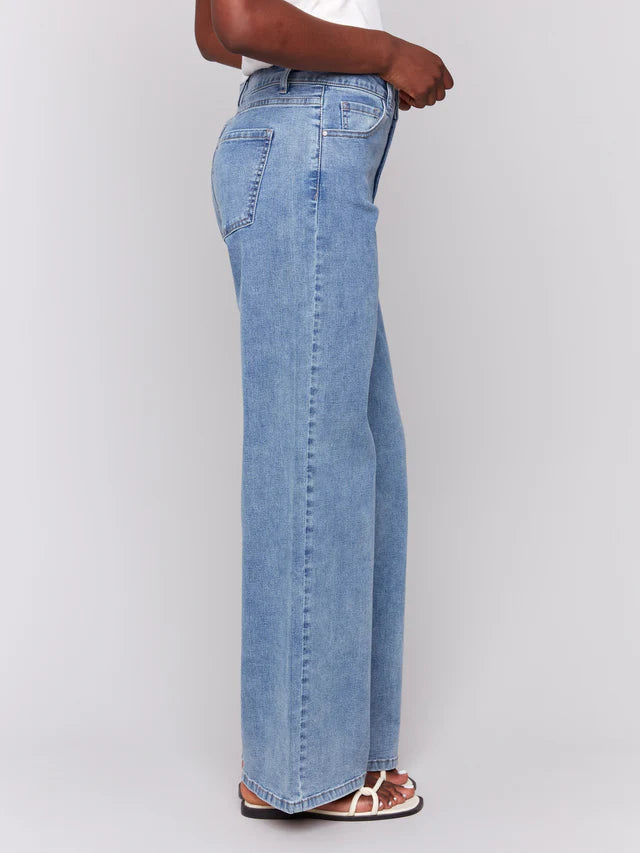 BB - Chloe Wide Leg Jeans-Medium Blue