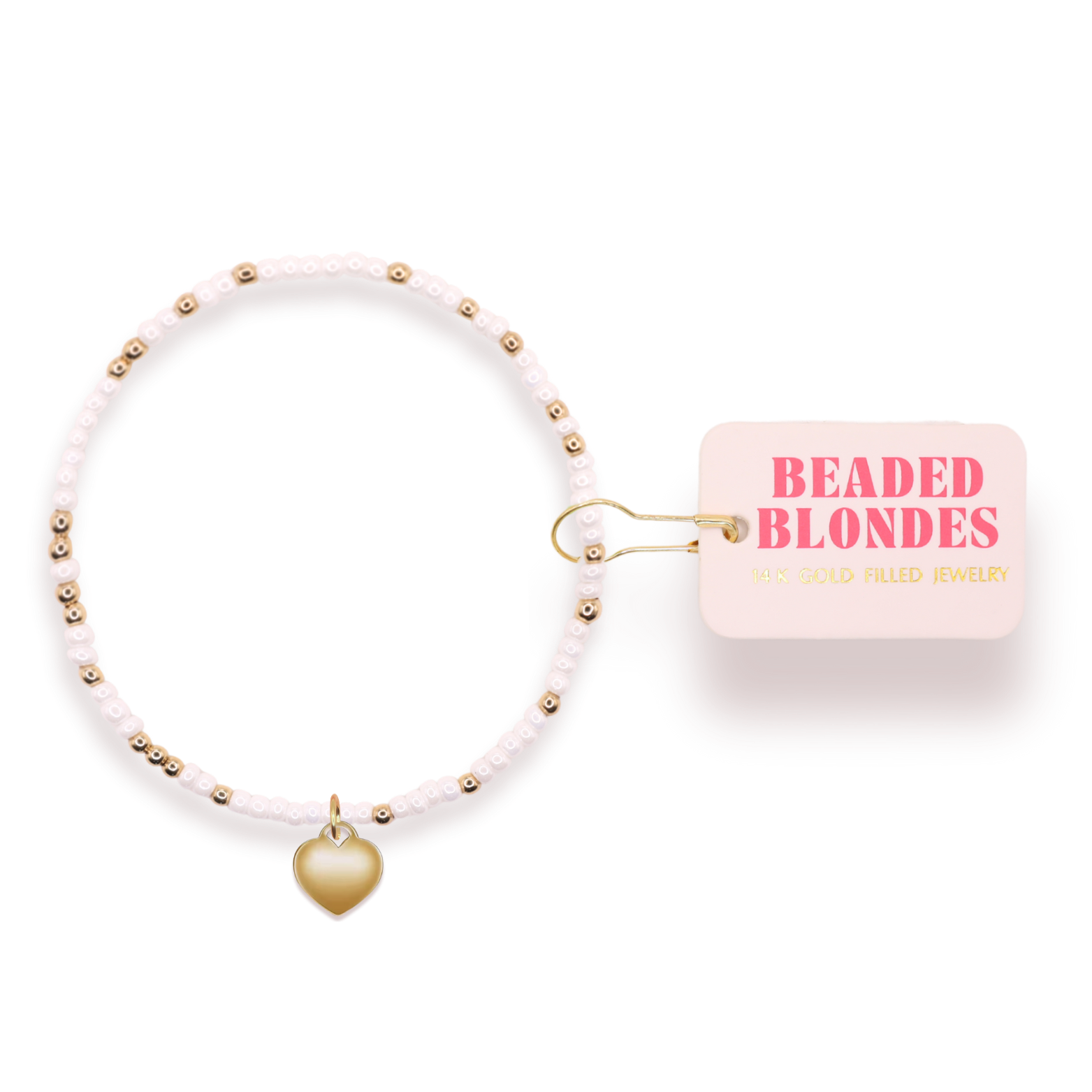 Heart Charm Bracelet on Color: Standard 6.75 Inch | Beaded Blondes