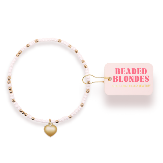 Heart Charm Bracelet on Color: Standard 6.75 Inch | Beaded Blondes