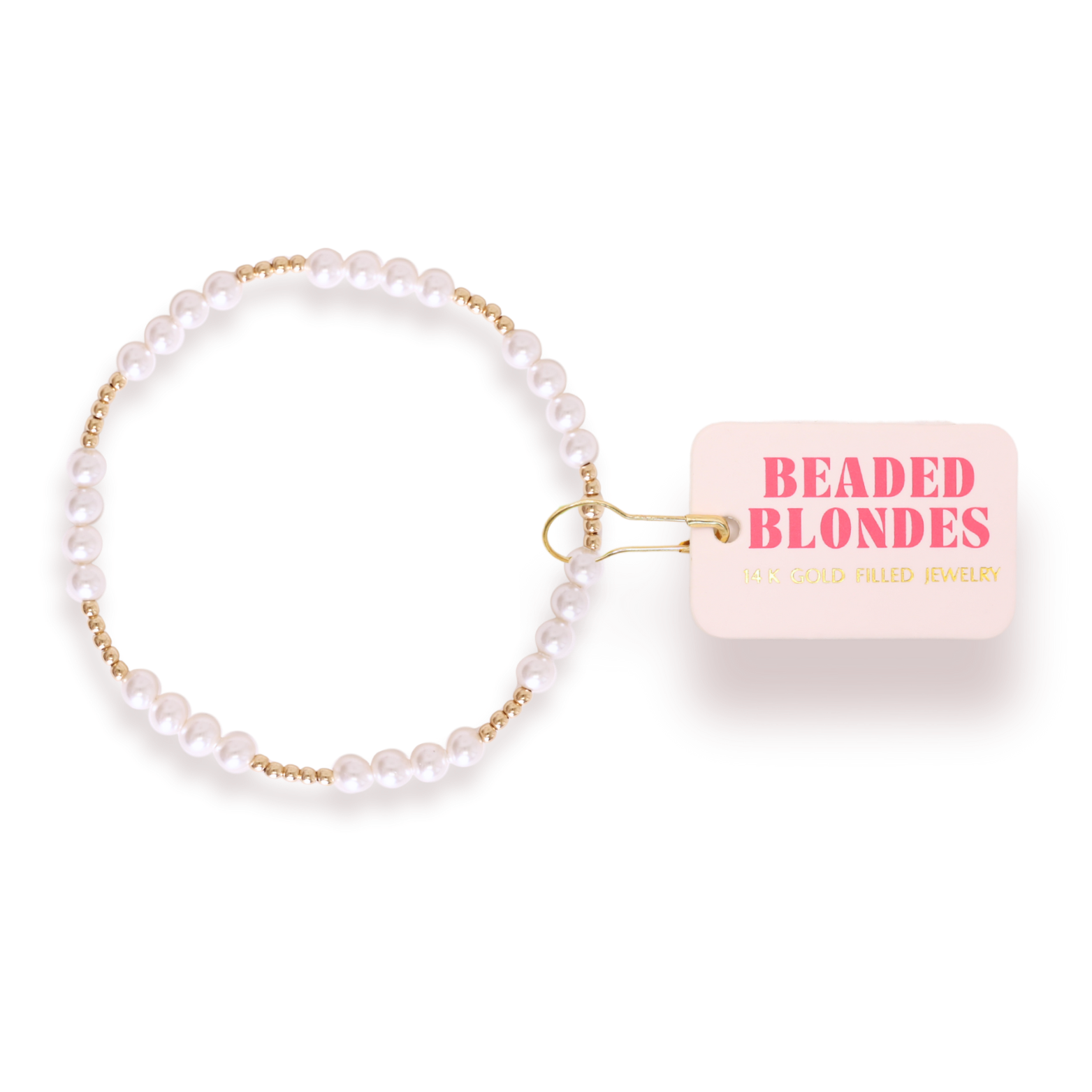 Scottie Bracelet in Gold with Pearl: Standard 6.75 Inch | Beaded Blondes