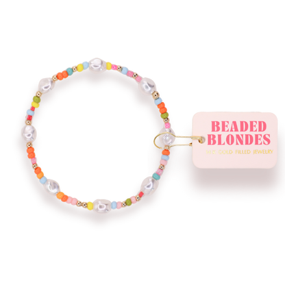 Snowcone Sprinkle Pearl Bracelet: Standard 6.75 inch | Beaded Blondes