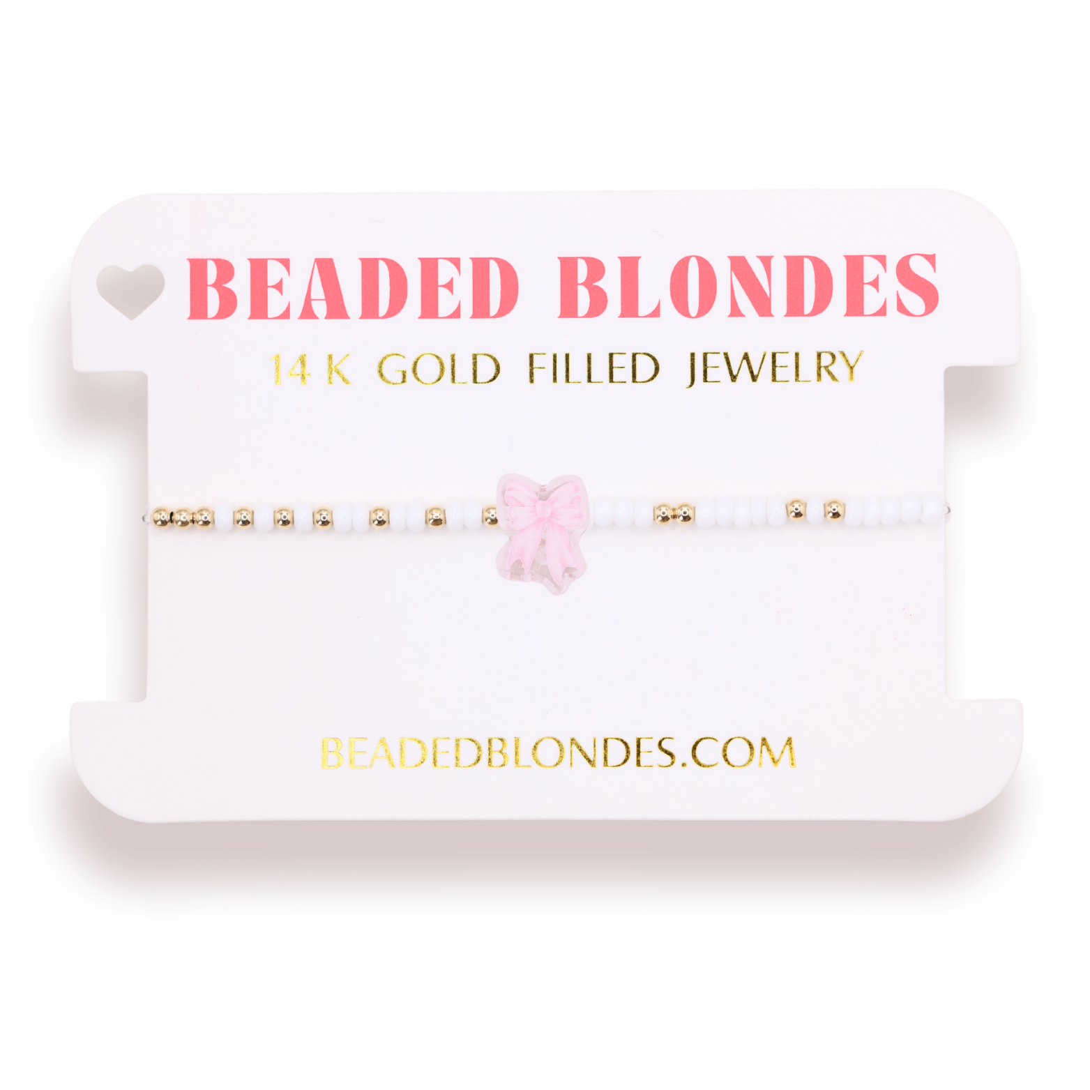 Pink Watercolor Bow Bracelet on Color: Standard 6.75 Inch | Beaded Blondes