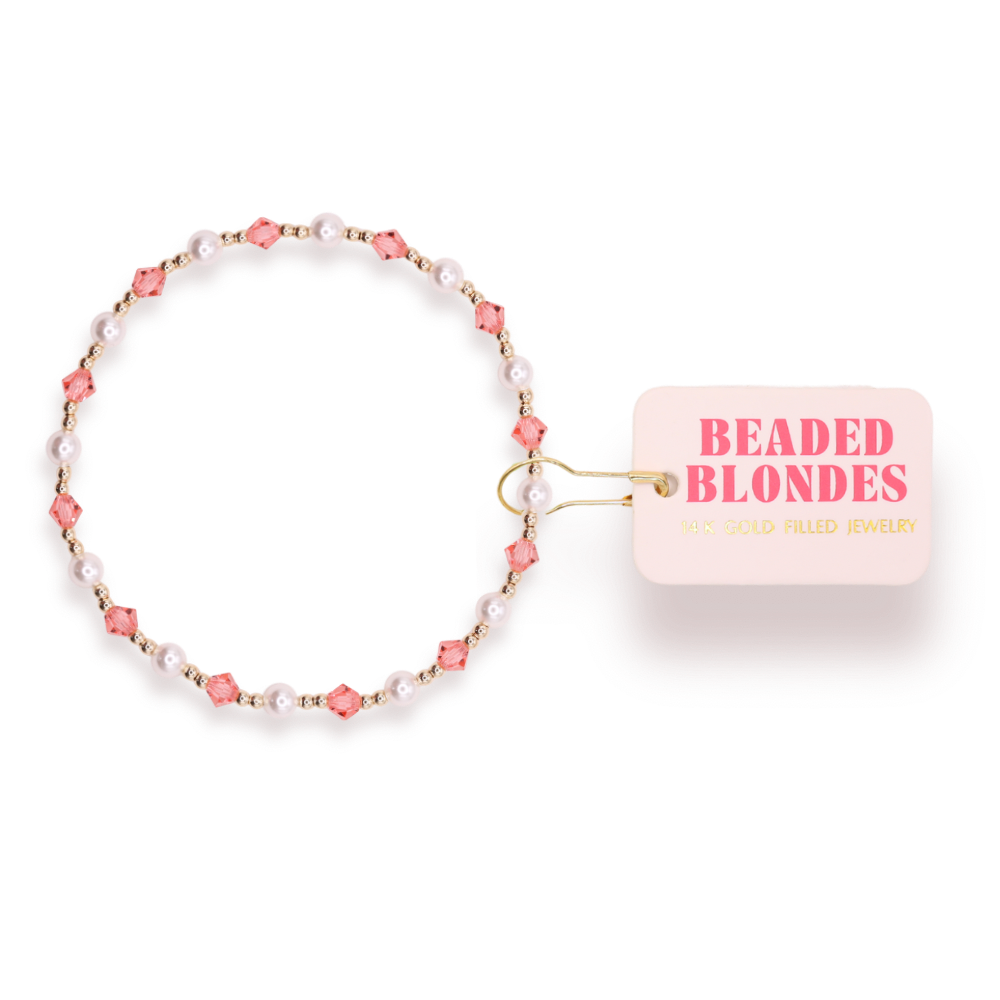 Pink Pearl June Bracelet: Standard 6.75 Inch | Beaded Blondes