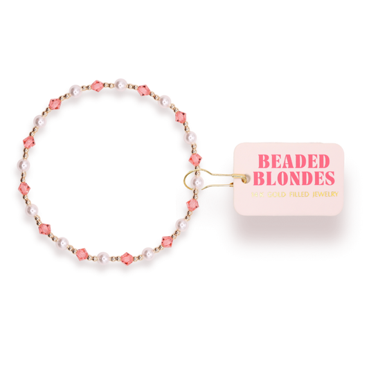 Pink Pearl June Bracelet: Standard 6.75 Inch | Beaded Blondes