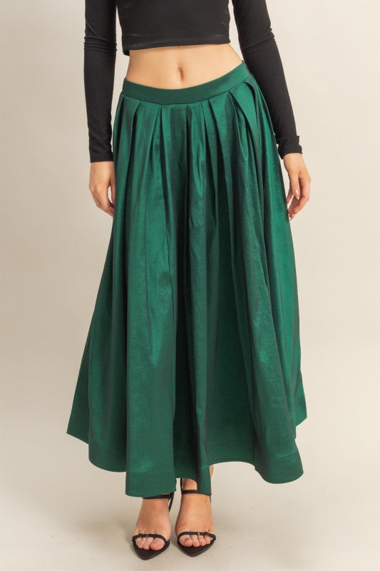 Elegant pleated A-line midi skirt in timeless design