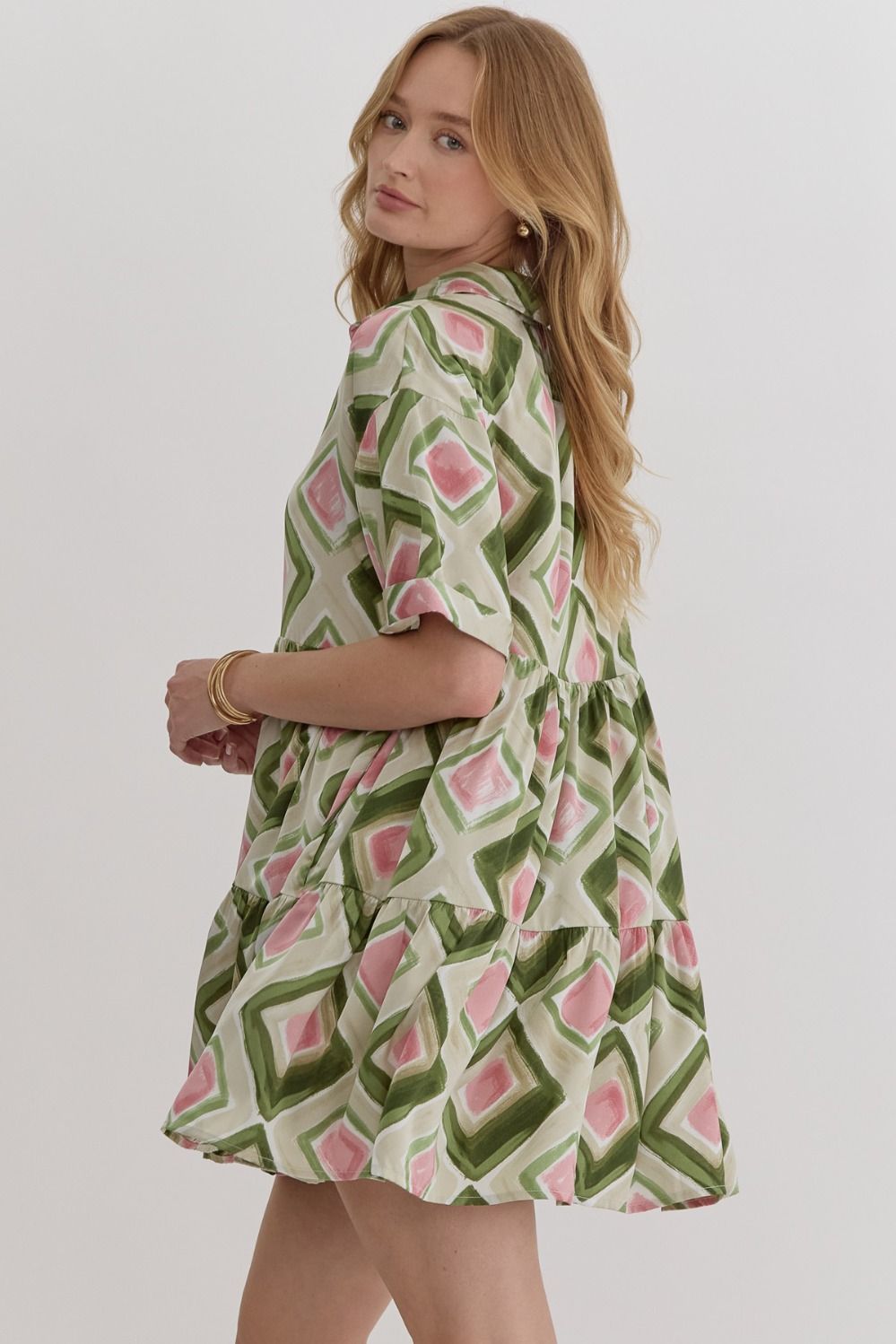 Lightweight woven mini dress with pockets and tiered silhouette