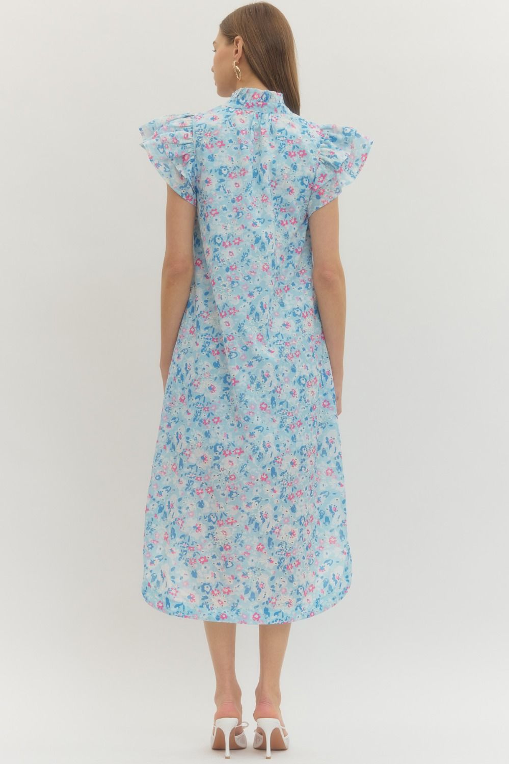 Cutesy Blue Button Down Floral Dress