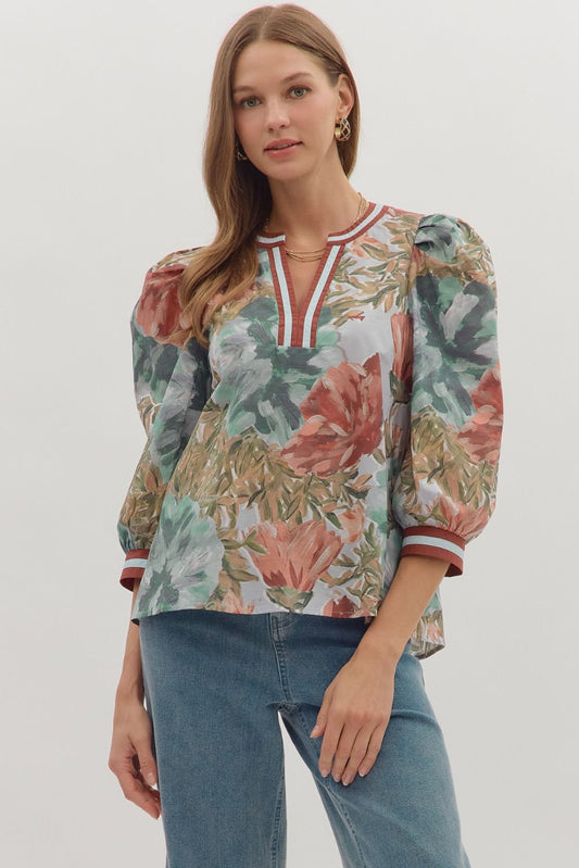 Floral Puff Sleeve Top
