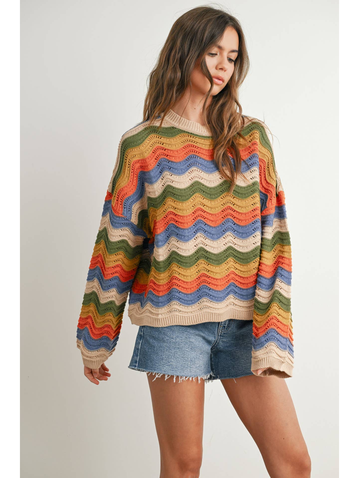 Quilt Pattern Multicolor Sweater hi