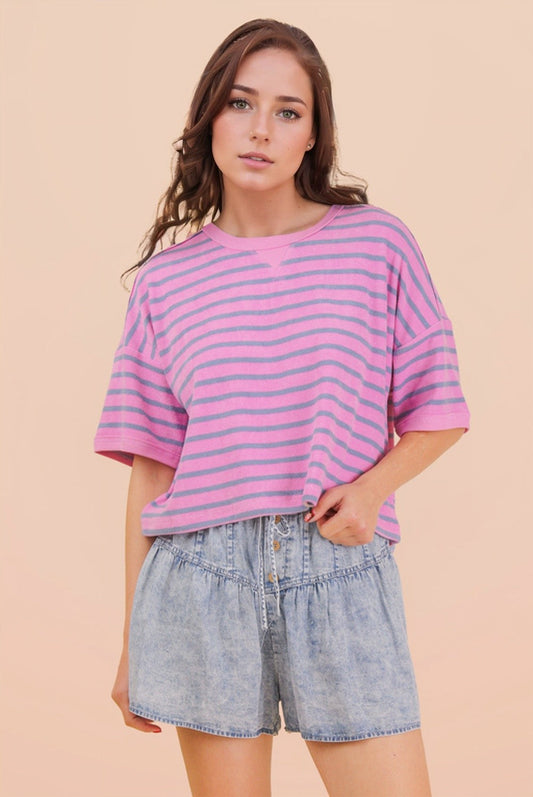 Purple Stripe Crop Top