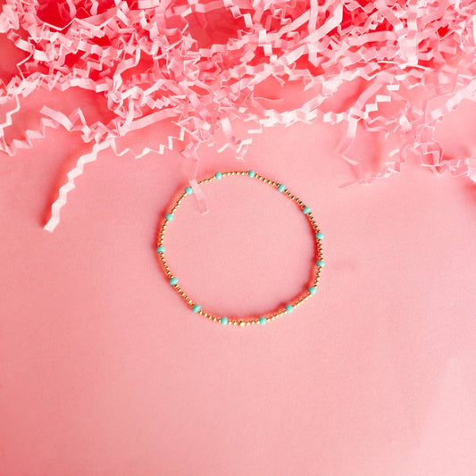 Turquoise Dainty Poppi Bracelet • Beaded Blondes