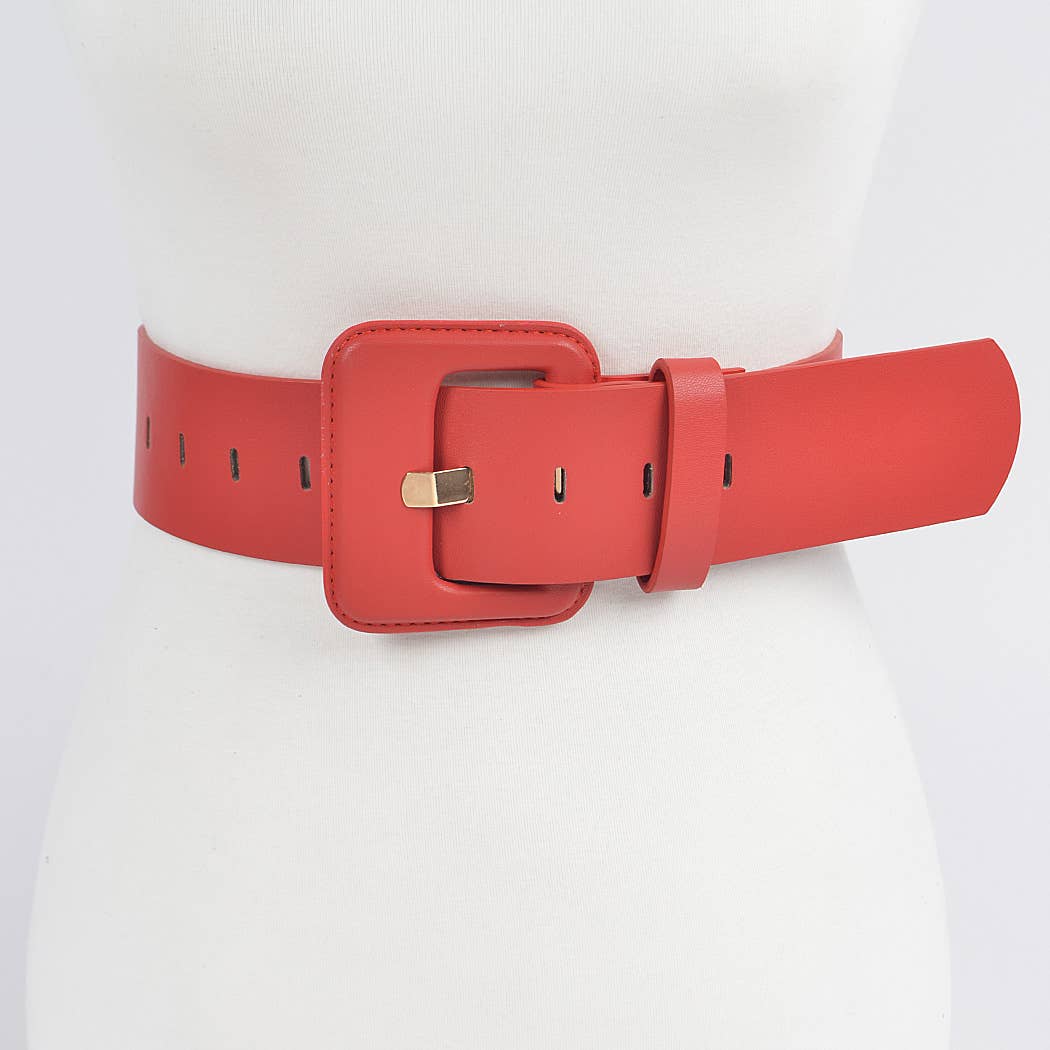 Faux Leather Wide Belt