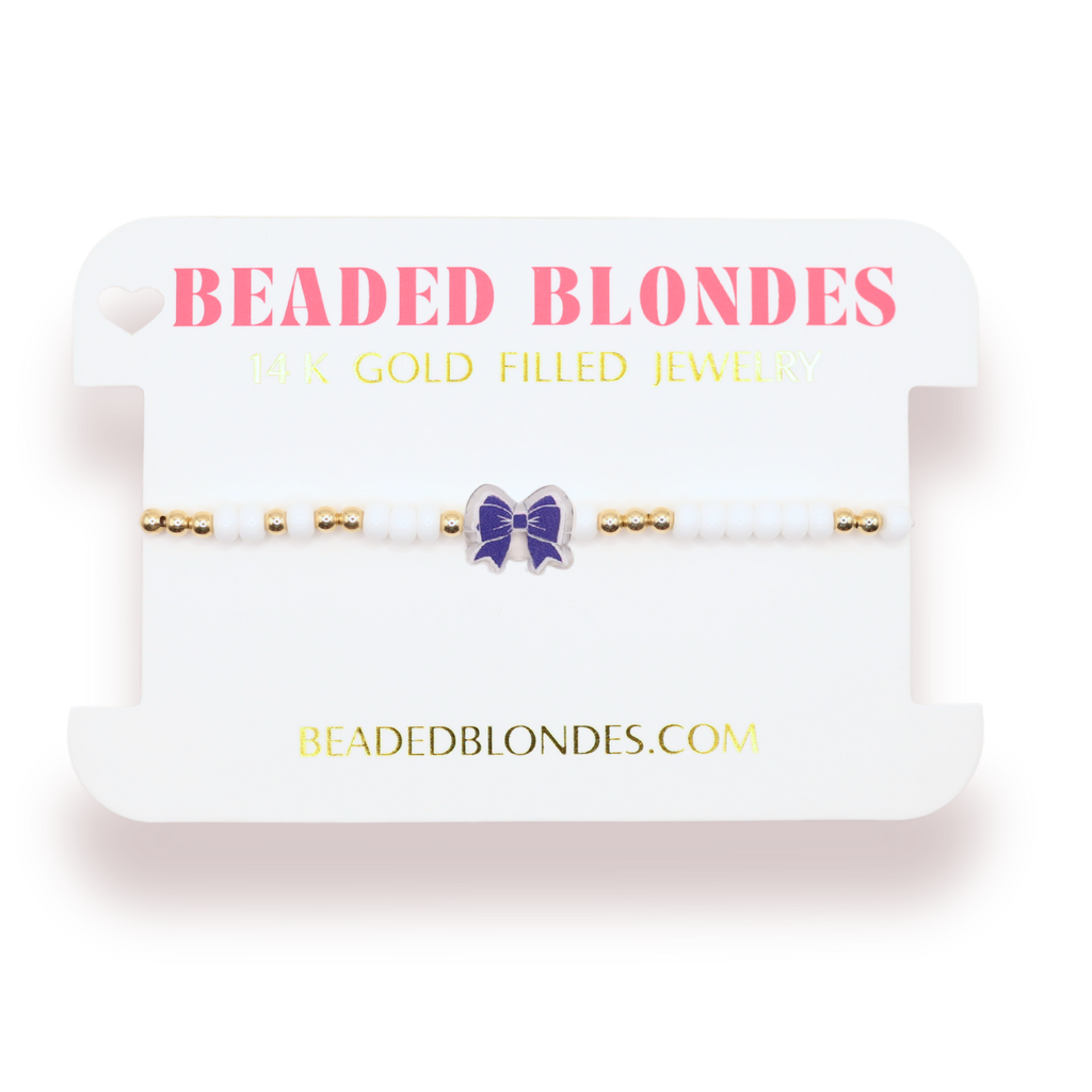 Royal Blue Bow Bracelet: Standard 6.75 inch / Sprinkle | Beaded Blondes