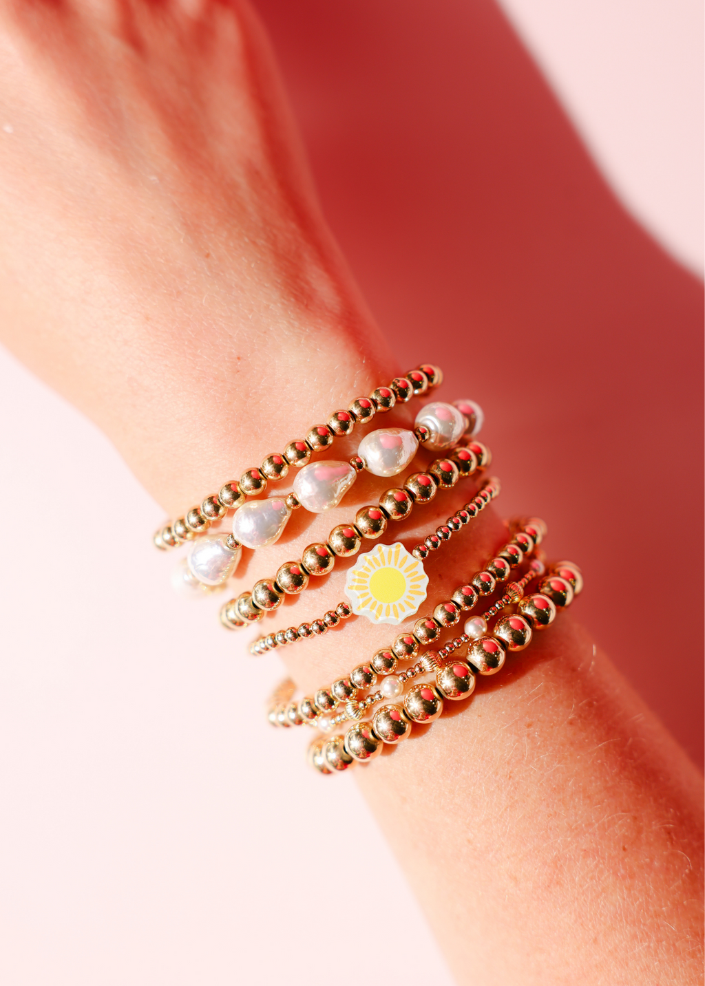 Sunshine Bracelet on Gold: Standard 6.75 inch | Beaded Blondes