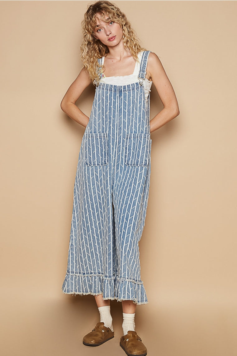 BB- Embroidered Ruffle Detail Overalls