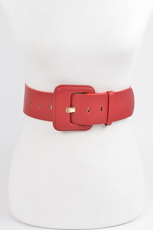 Faux Leather Wide Belt