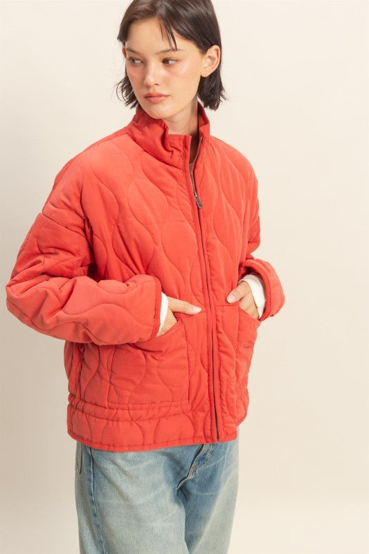 Quilted Jacket With Drawstring Hem