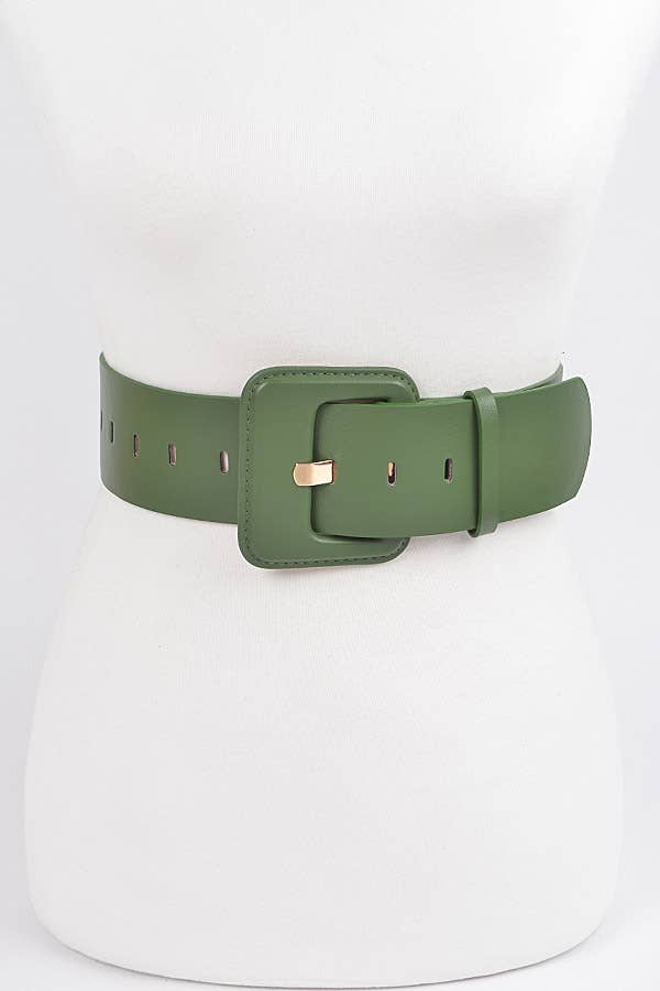 Faux Leather Wide Belt