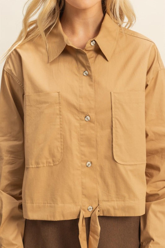 Relaxed Fit Tie Waist Blouse