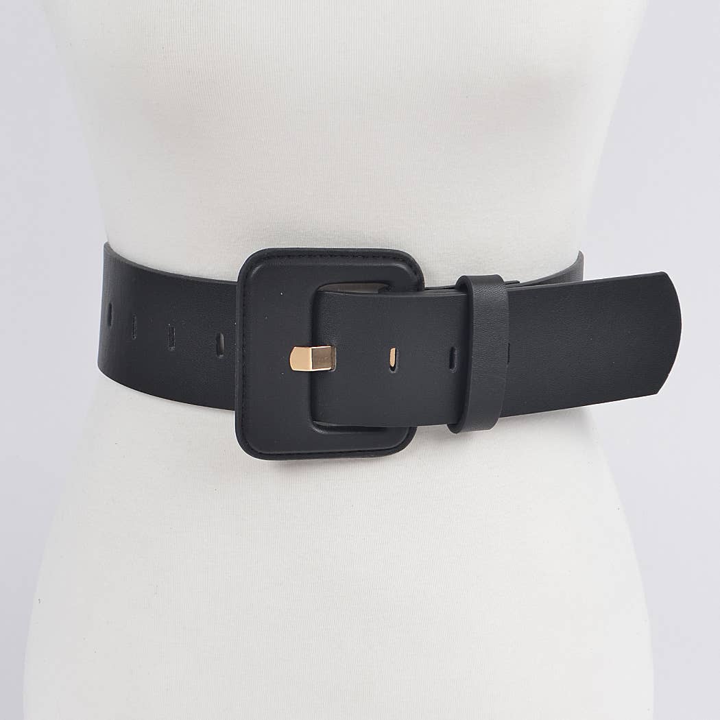 Faux Leather Wide Belt