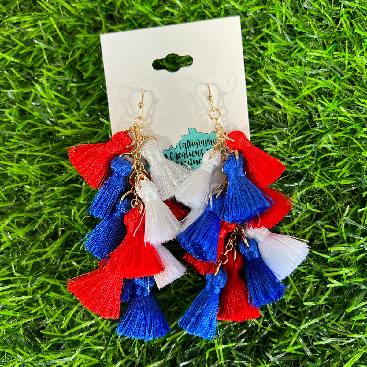 USA Tassel Chandelier Earrings