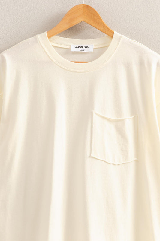 Front Pocket Tunic Tee-Off-White