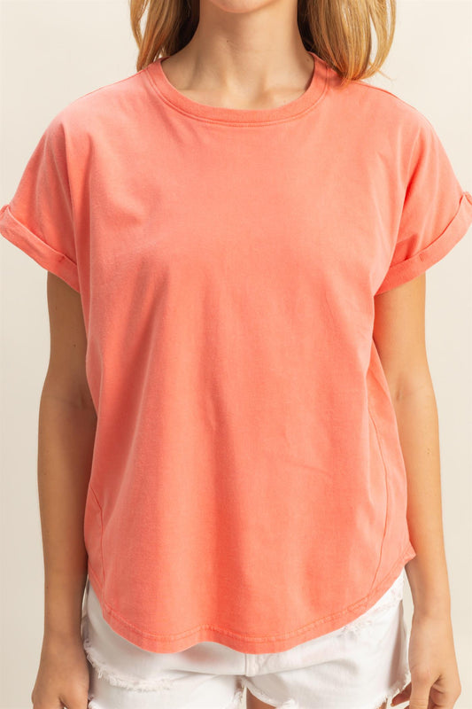 Basic Relaxed Tee-Coral